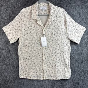 Thomas Sterling Men's Cotton Button-Up Shirt Botanical Print NWT Size‎ Medium